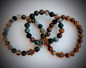 Pulseras de ágata con mano de Hamsa