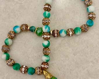 33 Green antique finish Tasbih
