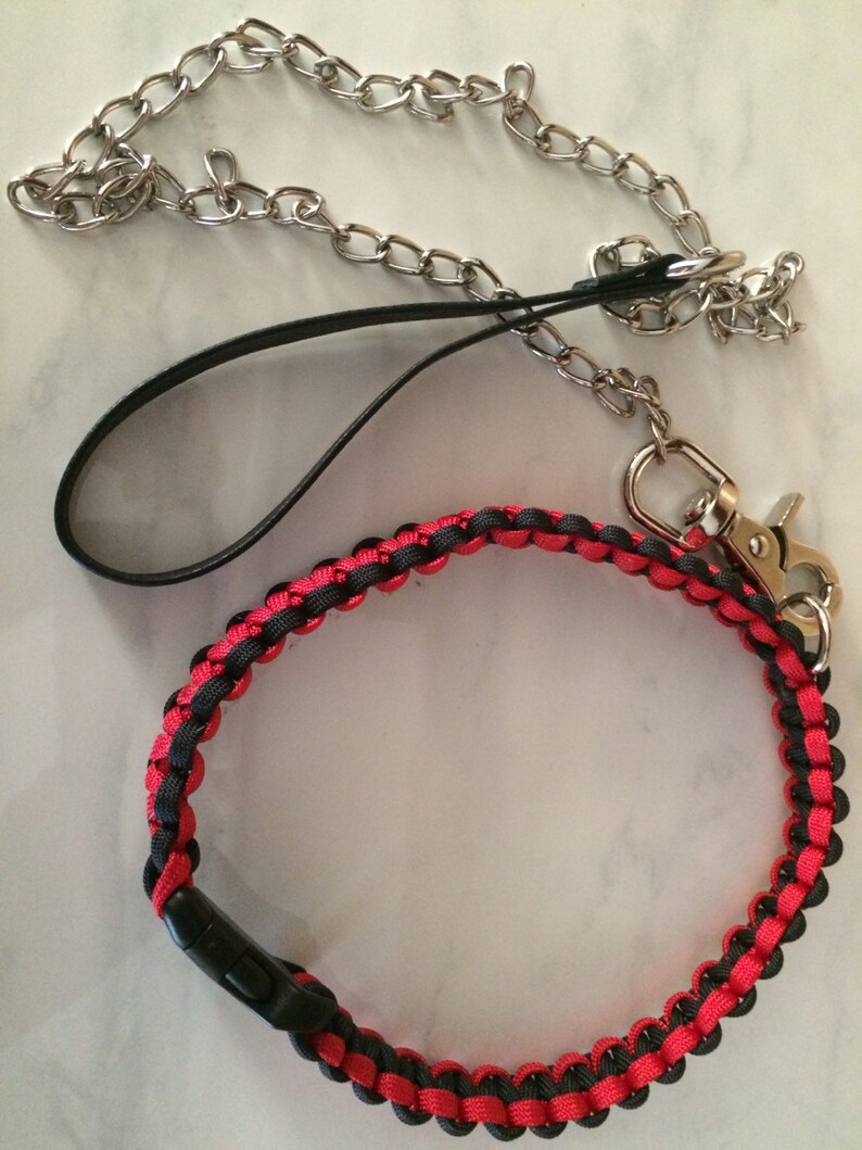 Red Paracord Adult Collar With Leash Submissive Bondage Etsy