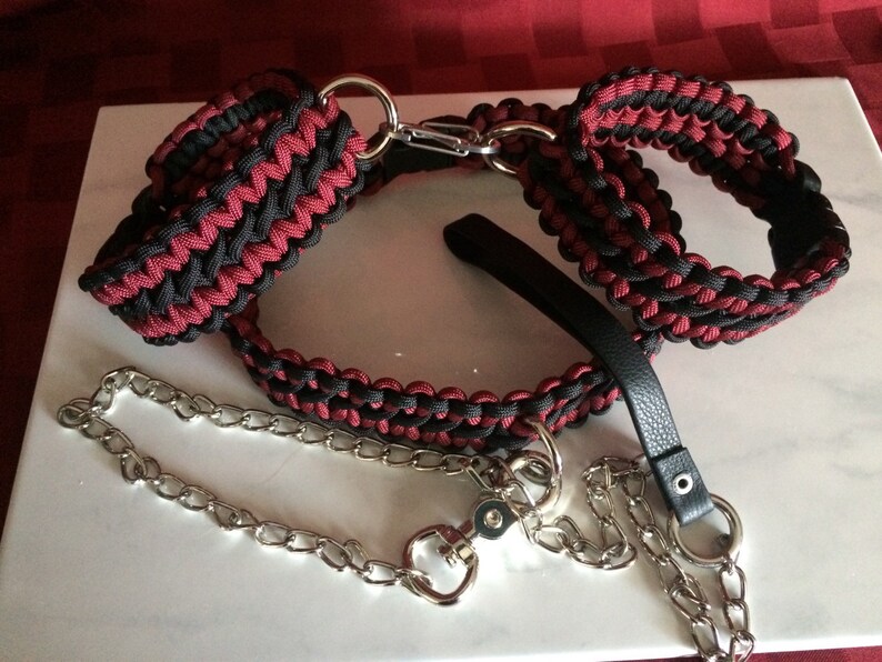 Sultry submissive ankle paracord restraints Black and Burgundy Etsy