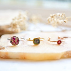 Real Pressed Flower and Resin Ring, Customizable Bands