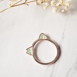 Real Pressed Flowers and Resin Cat Ring in Rose Gold and Mint image 3