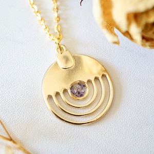 Real Pressed Flowers in Resin, Gold Necklace in Purple