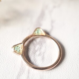 Real Pressed Flowers and Resin Cat Ring in Rose Gold and Mint image 5