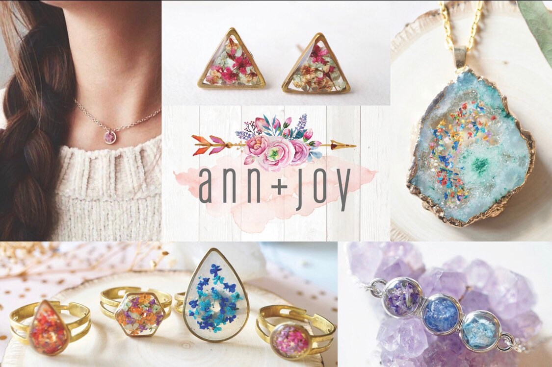 CUSTOM jewelry with your flowers! Real Pressed Flowers in Resin Necklaces and Earrings - Send us your flowers! - Thumbnail 3