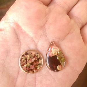 CUSTOM jewelry with your flowers Real Pressed Flowers in Resin Necklaces and Earrings Send us your flowers image 5