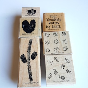 Set of 6 - Stampin&#39; Up! Rubber Stamps - Stampin Up Retired Stamps - Rubber Stamp Set - Two-Step Stampin&#39; - Friendship Stamps, Flower Stamps