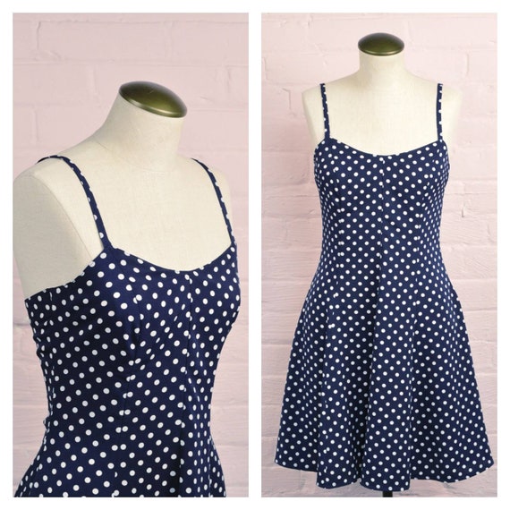 spaghetti strap polka dot dress