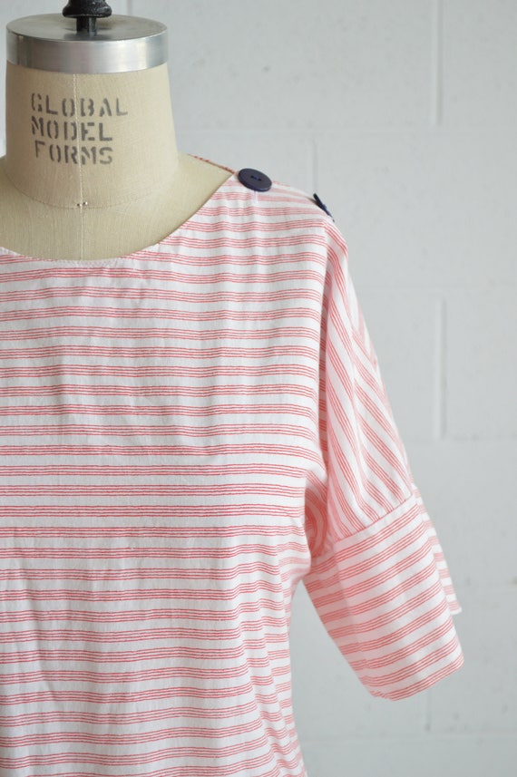 1980s red and white stripe dress · candy striper … - image 3