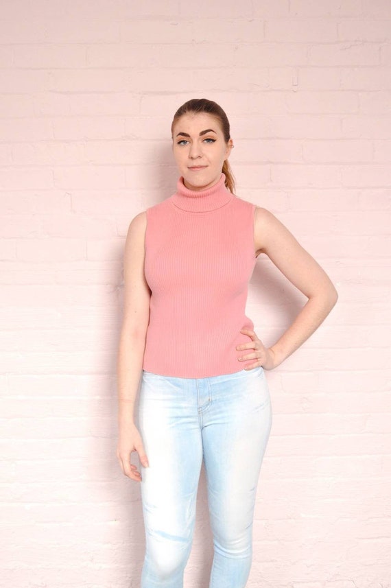 sleeveless ribbed mock turtleneck