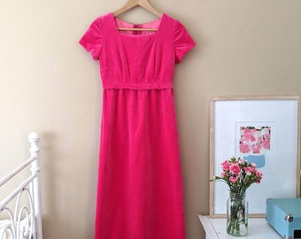 VINTAGE pink velvet evening gown with oversize bow