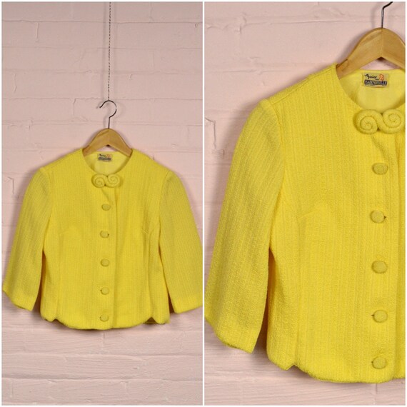 lemon yellow cropped jacket, 60s preppy spring coa