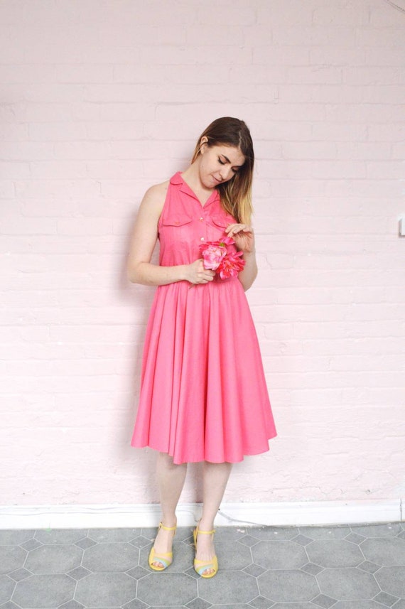 pink fit and flare dress