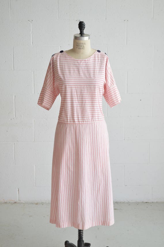 1980s red and white stripe dress · candy striper … - image 2