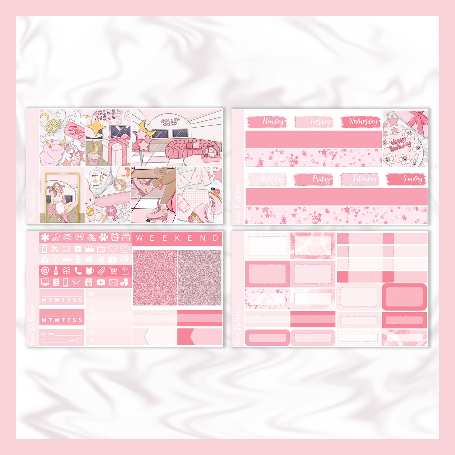 Roller Derby Printable Mini Weekly Kit Vertical Planner Etsy