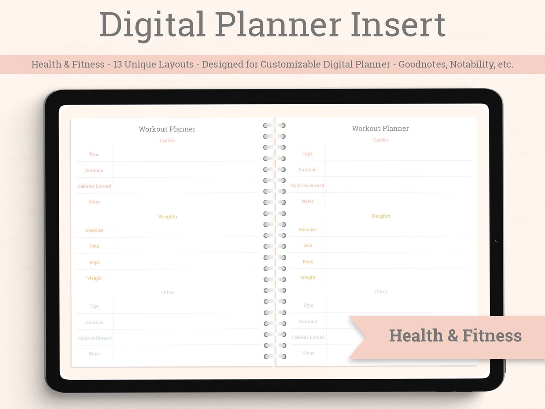 Digital Fitness Planner 2023 Goodnotes Digital Planner Inserts Digital