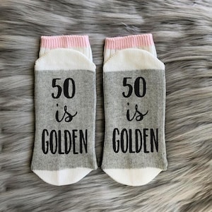 50 is Golden Socks - 50th Birthday Party - Golden Birthday - The Gold Years - Fifty and Fabulous - 1975 - 50th Birthday Gifts for Her