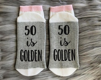 50 is Golden Socks - 50th Birthday Party - Golden Birthday - The Gold Years - Fifty and Fabulous - 1976 - 50th Birthday Gifts for Her