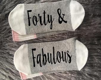 40th Birthday Socks-Forty and Fabulous - 40th Birthday Gift-Birthday Gifts for Her-Best Friend Birthday Gift-40th Gift Idea-Forty AF-40AF