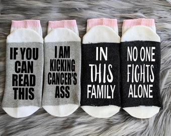 Cancer Support Gift-Socks-In This Family-Cancer Socks-Kicking Cancers Ass-Cancer Gifts-Chemo Gift