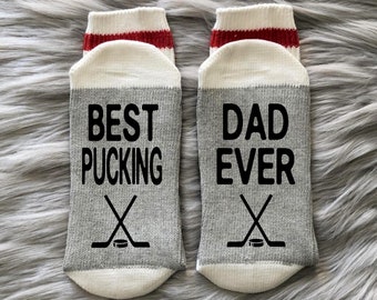 Best Pucking Dad Ever Socks - Hockey Gifts - Hockey Life  -   Hockey Season - Hockey Lover Gift - Hockey Fan - Fathers Day Gift