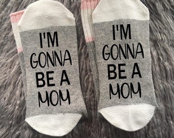 Calcetines "Voy a ser mamá" - Regalos para papás primerizos - Regalo para futuros papás - Regalo de embarazo - Calcetines de embarazo - Regalo para baby shower - Regalo para papá primerizo - Regalo para mamá primeriza