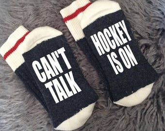 Hockey Socks-Hockey Gifts-Can't Talk Hockey is On-Football-Football Socks-The Game is On-Sports gifts- Dad Gifts-Dad Sock-Sports Socks