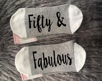 Fifty & Fabulous Socks-50th Birthday Gift-Fifty Birthday-Best Friend Birthday Gift-Birthday Gift Idea-50th Gift Idea-50th Gift