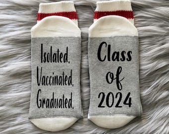 Pandemic Graduation Socks-2024 Grad-Graduation Socks-Class of 2024-Senior Grad Gift-Covid Grad 2024