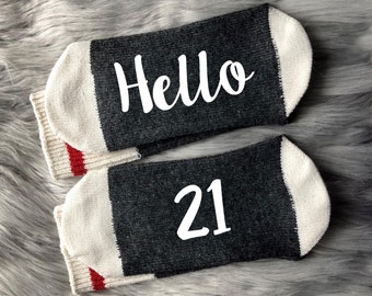 Hello 21 Socks-Birthday Girl-21st Birthday Gift-Birthday Gifts for Her-Best Friend Birthday Gift-21st Gift Idea-21 AF