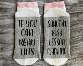 Teacher Socks - Busy Lesson Planning - Teacher Gifts - Teacher Appreciation - Custom Teacher Gift