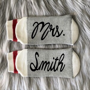 Custom Mrs. Gift-Bride-Engagement Gifts-Future Mrs-Bride Socks-Bride Gifts-Bachelorette Gifts-Wedding Gifts-Personalized Wedding Gift image 4