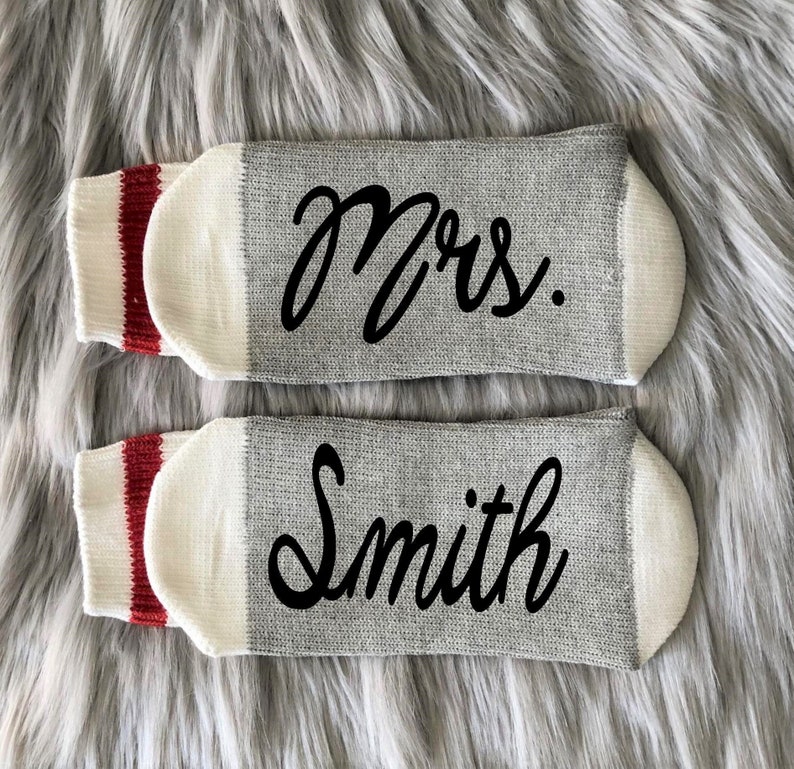 Custom Mrs. Gift-Bride-Engagement Gifts-Future Mrs-Bride Socks-Bride Gifts-Bachelorette Gifts-Wedding Gifts-Personalized Wedding Gift image 4