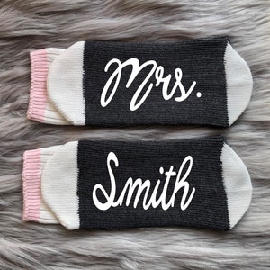 Custom Mrs. Gift-Bride-Engagement Gifts-Future Mrs-Bride Socks-Bride Gifts-Bachelorette Gifts-Wedding Gifts-Personalized Wedding Gift image 1