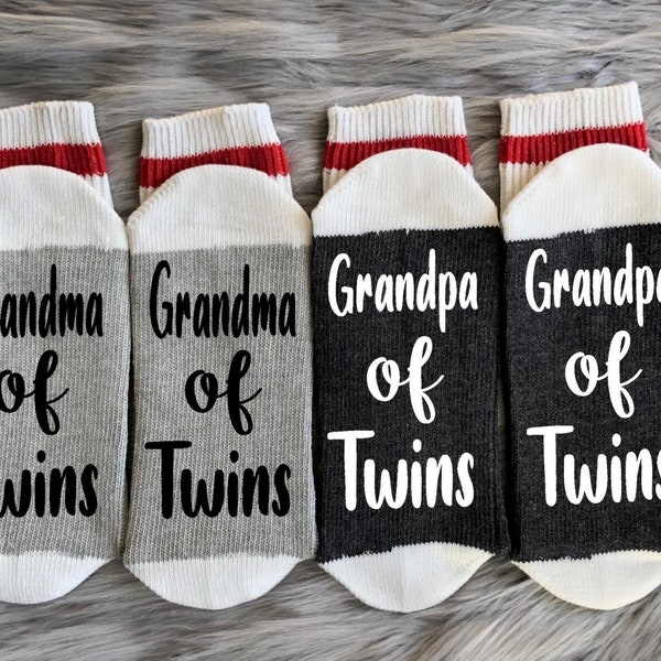 Grandma of Twins Socks-Expecting Grandparent-Twin Reveal Presents-Pregnant With Twins-Twin Mom Socks-Twin Baby Shower Gift