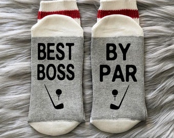 Best Boss By Par-Golf Socks-Boss Gift-Golf Gifts-Boss Golfing Gift-Golf Gifts for Men-Golfer Gift-Dad Golf Gift-Retirement Gift