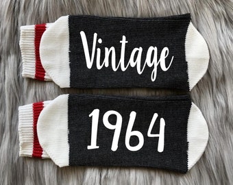 Vintage 1964-Birthday Socks-60th Birthday Gift-60 years-Sixty AF-Best Friend Birthday Gift-Birthday Gift Idea-60th Gift Idea