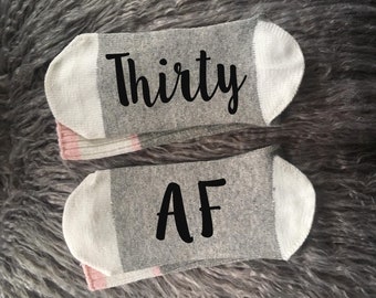 Calcetines Thirty AF - Regalo de cumpleaños número 30 - Calcetines de cumpleaños - Regalo de cumpleaños número 30 - Regalo de cumpleaños para la mejor amiga - Idea de regalo de cumpleaños