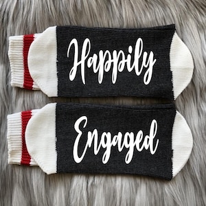 Happily Engaged Socks - Engagement Gift - Couples Engagement Gifts - Future Mrs - Fiance Gifts - Proposal Photos - Bridal Gifts