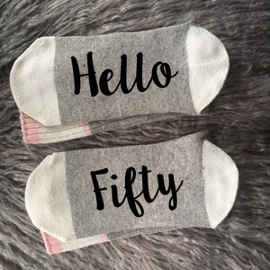 Hello Fifty Socks -50th Birthday Gift-50th Birthday Gift-Fifty Birthday-Best Friend Birthday Gift-Birthday Gift Idea-50th Gift Idea