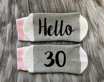 30th Birthday Gift-Birthday Socks-Hello 30-Birthday Gifts for Her-Best Friend Birthday Gift-Birthday Gift Idea-30th Gift Idea