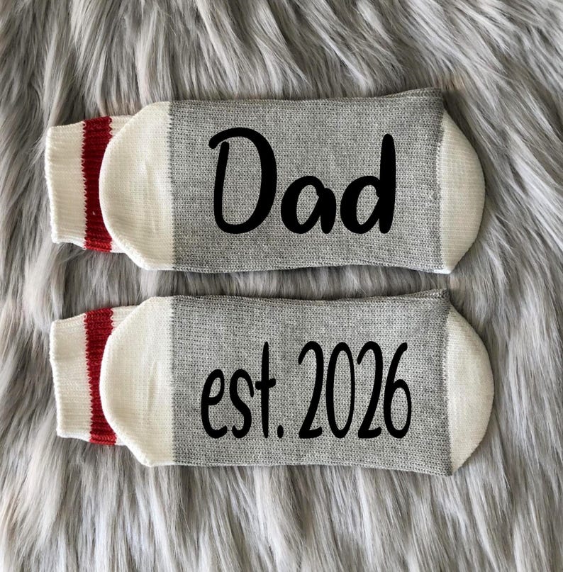 Dad est. 2026 Socks-Future Dad Gift-Gift for Dad-Baby Shower Gift-Pregnancy Gift-Pregnancy announcement-First time Dad Gift image 1