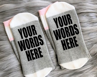 Chaussettes personnalisées - Chaussettes fantaisie - Chaussettes avec mots - Cadeau personnalisé - Chaussettes personnalisées - Cadeau personnalisé - Cadeau d'anniversaire