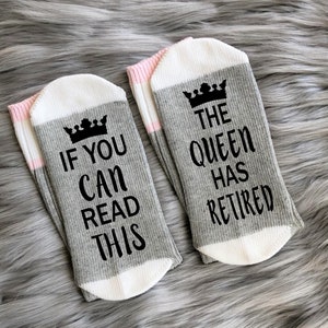 Queen Has Retired-Socks-Retirement Gift for her -Retirement Socks-Retired 2024-Retirement Party-Funny Retirement Gift-65th Birthday Gift