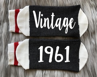 Vintage 1961 Socks -65th Birthday Gift--Sixty Five AF-Turning 65-Best Friend Birthday Gift-65th Retirement Gift