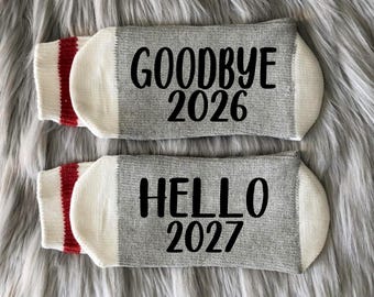 Goodbye 2026 Hello 2027 New Years Socks  - New Year's Eve Gifts - New Years Party - Personalized Matching New Years Gifts