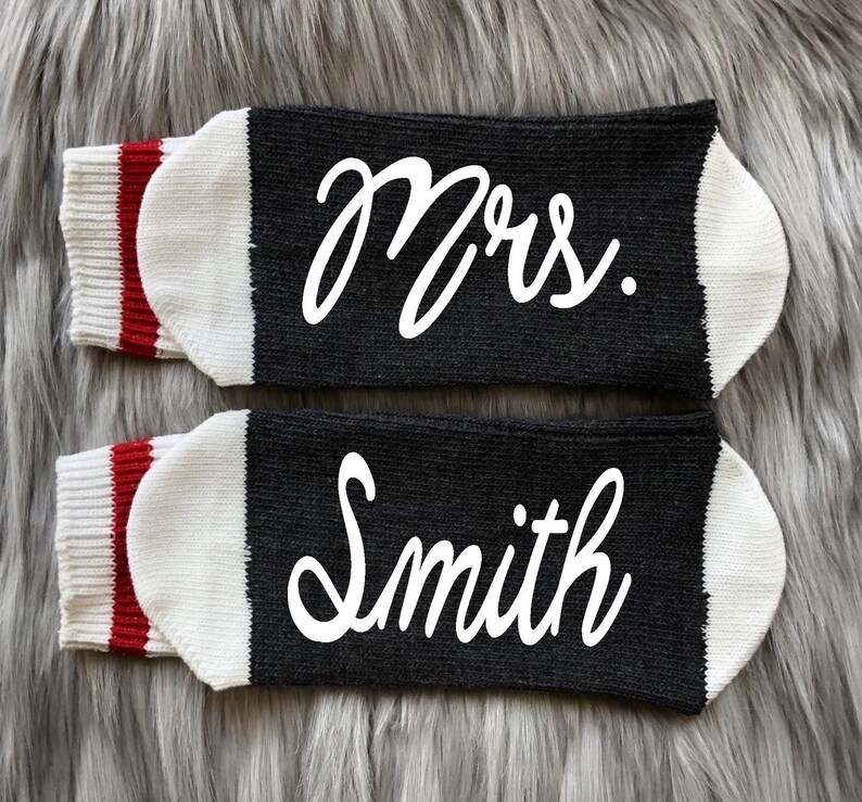 Custom Mrs. Gift-Bride-Engagement Gifts-Future Mrs-Bride Socks-Bride Gifts-Bachelorette Gifts-Wedding Gifts-Personalized Wedding Gift image 2