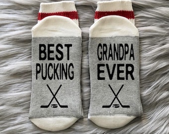 Best Pucking Grandpa Ever Socks -  Hockey Gifts - Hockey Life  -   Hockey Season - Hockey Lover Gift - Hockey Fan