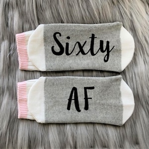 Cheers to 60 years Socks-60th Birthday Socks-60th Birthday Gift-Sixtieth-Sixty AF-Best Friend Birthday Gift-Birthday Gift Idea image 2