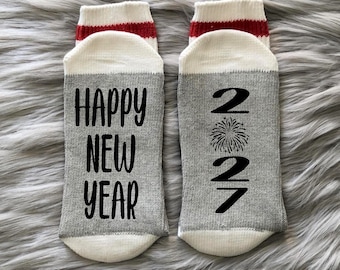 Personalized New Year Socks: Cheers to 2027, Matching New Years Party Favors